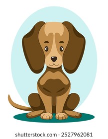 Dachshund. Vector illustration of sitting dog in flat style.