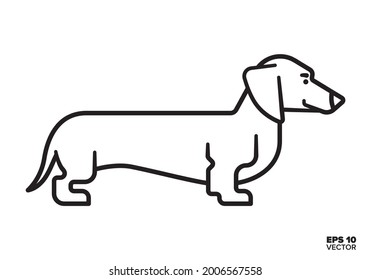 Icono de línea vectorial Dachshund. Símbolo del contorno del perro rojo de Purebred.