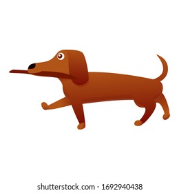 Dachshund with wood stick icon. Cartoon of dachshund with wood stick vector icon for web design isolated on white background