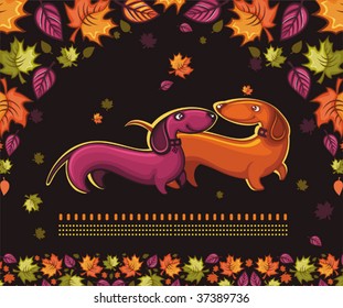 Dachshunds love - autumn banner.