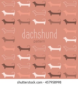 Dachshunds. Pattern. Dachshunds figures, silhouettes of different colors. Vector template illustration for design.