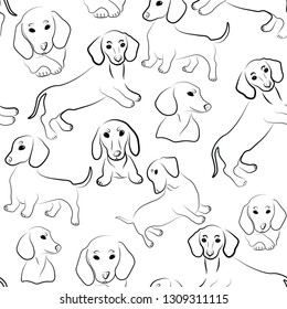 dachsund cute animals seamless vector pattern