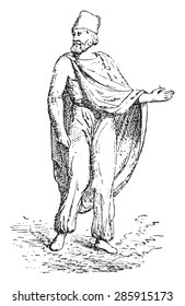 Dacian suit, vintage engraved illustration.
