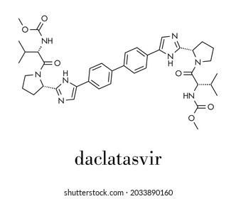 Daclatasvir experimental (2013) hepatitis C virus drug molecule. Skeletal formula.