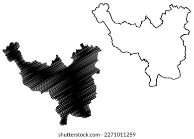 Dacorum Non-metropolitan district, Borough (United Kingdom of Great Britain and Northern Ireland, ceremonial county Hertfordshire or Herts, England) map vector illustration, scribble sketch map