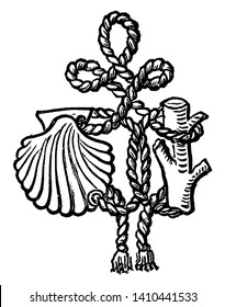 Dacre Knot is a decorative knot used in heraldry, vintage line drawing or engraving illustration.