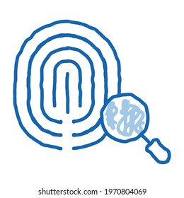 Dactylogram Fingerprint sketch icon vector. Hand drawn blue doodle line art Dactylogram Fingerprint sign. isolated symbol illustration