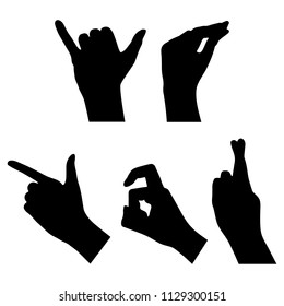 Dactylonomy. Finger-counting- 6-10. Silhouette.