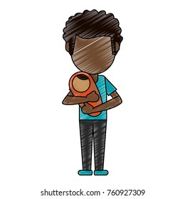 Dad with baby in arms