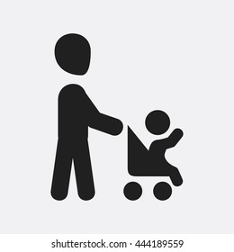 Dad with baby carriage Icon