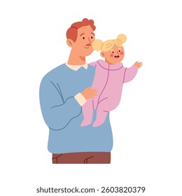 Dad and baby daughter - Isolated Illustration