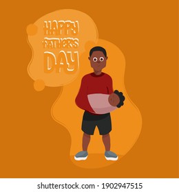 Dad and baby Happy fathers day in yellow background holiday - Vector