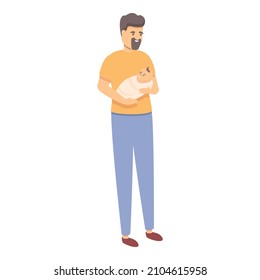 Dad with baby icon cartoon vector. Parent with infant. Born son