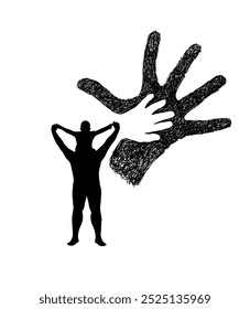 Dad and baby silhouette. A Happy Fathers Day Scenic. hand drawn. Not AI, Vector illustration.