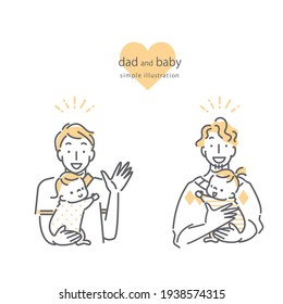 dad and baby, simple and cute line art