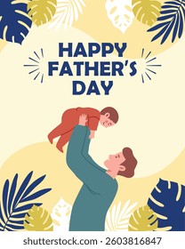 Dad and baby Son - Flyer Illustration