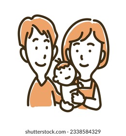 family　mom and dad with baby,Vector Illustration