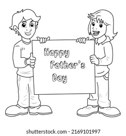  Dad with Beard and children. Happy Father´s day . Father's day cartoon. kids cartoon, Fathers day coloring book pages, Kids with father.