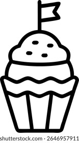 Dad birthday cupcake with flag, isometric vector icon. Father’s Day, Parents Day gift symbol illustration.