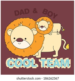 dad boy cute lion animal character design