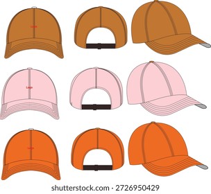 dad cap flat sketch, hat mock up, cap vector