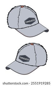 Dad cap technical line drawing vector mockup template.