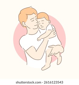 Dad carrying his baby in his arms