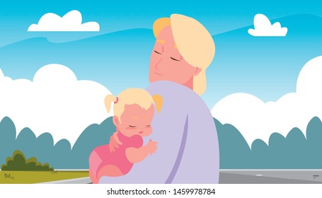 dad carrying his baby girl in arms