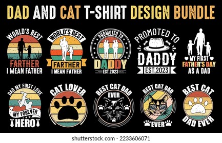 Dad and cat T-shirt design Bundle, Cat Dad T-Shirt Design set