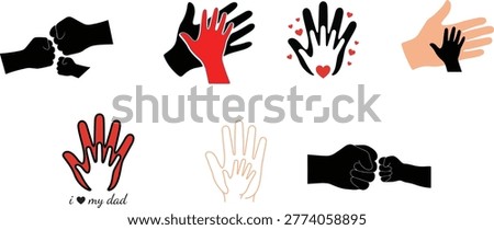 Dad and Child Hand Gestures – Father’s Day Bonding Concept Illustration.
