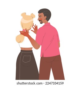 Dad Comforting Daughter Supporting and Talking of Problem Vector Illustration