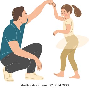 Papa tanzt mit seiner Tochter.