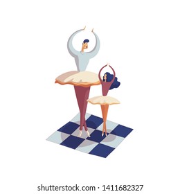 
Dad and daughter dance ballet , Vector characters