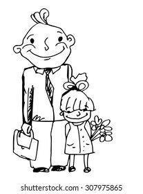 dad with daughter sketch