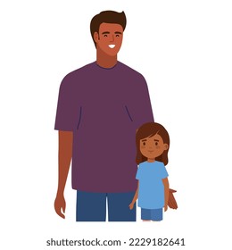 dad and daughter standing characters