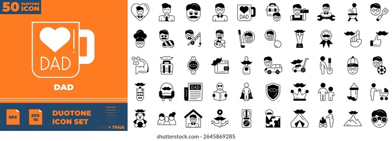 Dad Duotone Editable Icons set. Vector illustration in modern thin duotone style of dad icons: father, son, child, etc