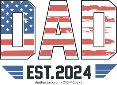 Dad Est 2024 4 de julio Diseño de camiseta de mamá