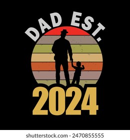 Dad Est. 2024 Happy Father’s Day greeting card. Vector illustration.