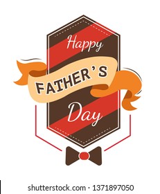Dad or father day holiday isolated icon bowtie and ribbon vector family member congratulation parenthood celebration greeting emblem or logo appreciation and love daddy male accessory festivity