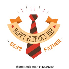 Dad or father day holiday isolated icon striped tie vector family member congratulation parenthood celebration greeting emblem or logo appreciation and love daddy male accessory festivity fatherhood