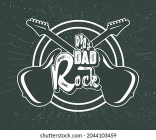 Dad Father Day Rock Star vector illustration. A minimalistic hipster colored frame design. Vector line gradient halftone. frame for text Modern Art graphics.