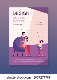Dad giving attention to only one child. Daughter, parent, toy flat vector illustration. Parenthood and relationship concept for banner, website design or landing web page