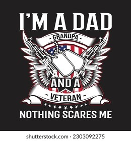 I'm A Dad Grandpa T-Shirt Veteran Father's Day Shirts