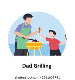 Dad grilling Vector illustration which can easily modify or edit
