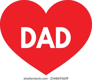 Papá en el icono del corazón aislado en el fondo blanco para el día del padre . Símbolo de amor de papá . Ilustración vectorial