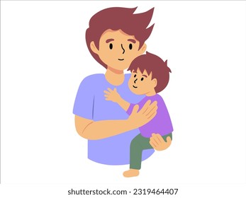Dad holding baby or avatar icon illustration