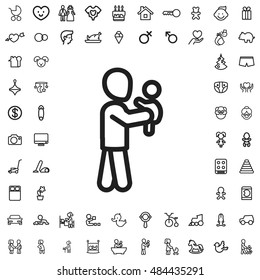 Dad holding baby icon illustration isolated vector sign symbol