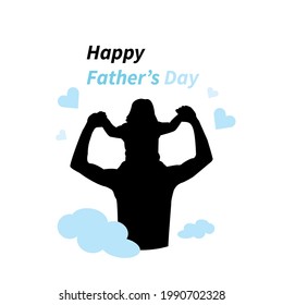 Dad holding his child vector illustration. Happy Father's days card design on a white background. 