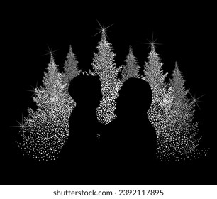 Dad holding his son. Christmas. MyRealHoliday. hand drawing. Not AI. Vector illustration