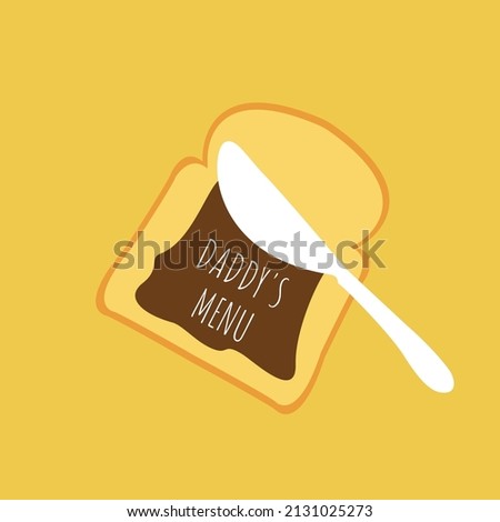 Dad in a hury does not have time to prepare food isolated. daddy in a rush make fat Unhealthy funny menu for kids. simple slice of white bread with chocolate to spread vector flat design illustration